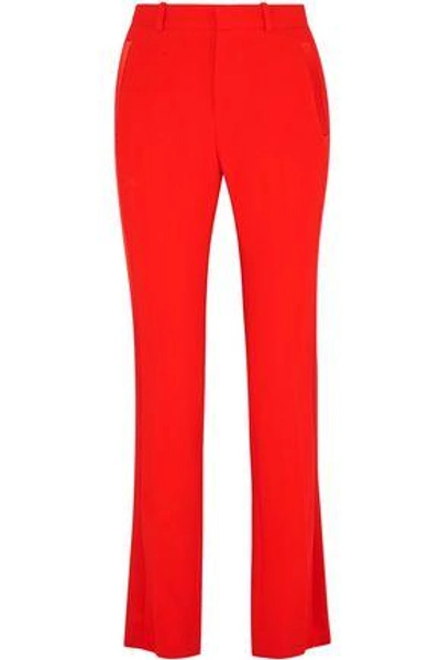 Shop Givenchy Woman Silk Satin-trimmed Crepe Straight-leg Pants Red
