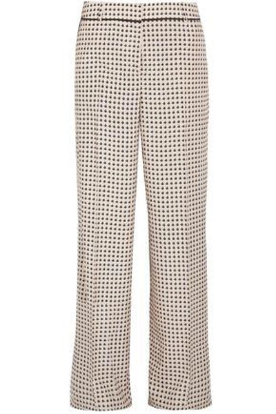 Shop Bottega Veneta Woman Printed Silk Crepe De Chine Wide-leg Pants Beige