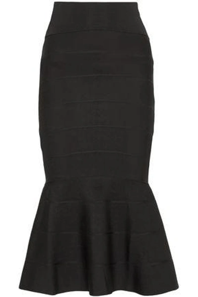 Shop Givenchy Woman Fluted Stretch-knit Midi Skirt Black