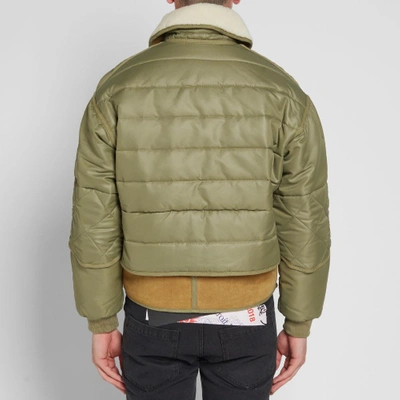 032c Cosmo Shearling Collar Quilted Bomber Jacket - Green | ModeSens
