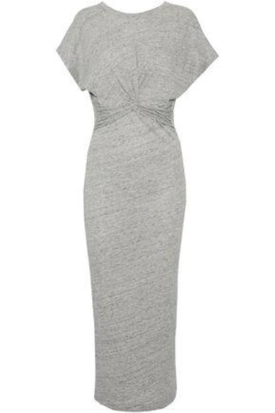 Shop Iro Woman Twist-front Cotton And Modal-blend Jersey Midi Dress Light Gray