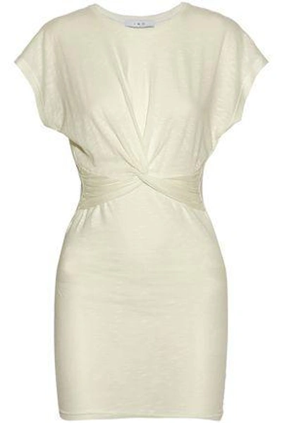 Shop Iro Twist-front Slub Cotton And Modal-blend Jersey Mini Dress In Ecru