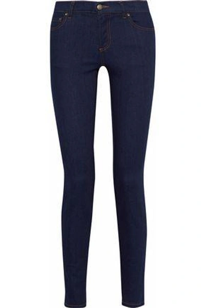 Shop Red Valentino Redvalentino Woman Mid-rise Skinny Jeans Navy