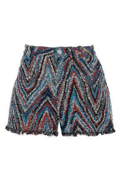 Shop Iro Frayed Cotton-blend Tweed Shorts In Orange