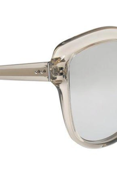 Shop Linda Farrow Woman Cat-eye Acetate Mirrored Sunglasses Silver