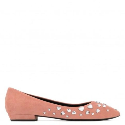 Shop Giuseppe Zanotti - Suede Ballerina Flat With Crystals Nancie Love In Pink