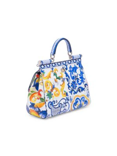 Shop Dolce & Gabbana Floral Leather Satchel In Multi