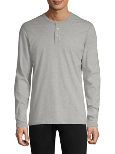 Shop Reigning Champ Long Sleeve Henley T-shirt In Heather Grey