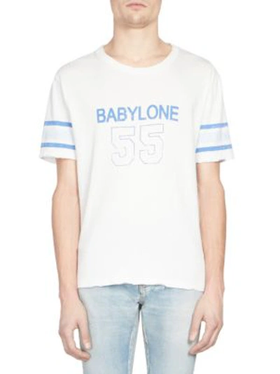 Shop Saint Laurent Babylone Logo Tee In Ecru Natural