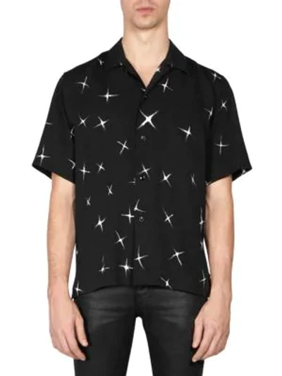 Shop Saint Laurent Electric Star Button-down Shirt In Black