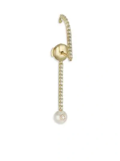 Shop Katkim Petite Floating Pearl Ear Pin In Gold