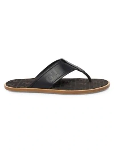 Shop Fendi Ff Print Flip Flops In Brown Black