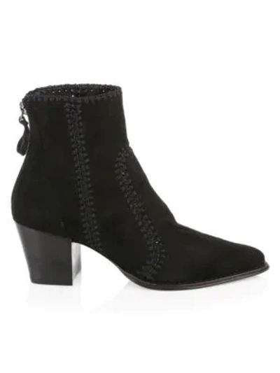 Shop Alexandre Birman Benta Embroidered Suede Ankle Boots In Black