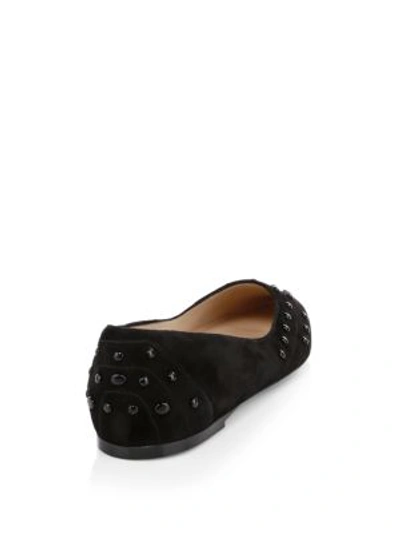 Shop Tod's Studded Suede Ballet Flats In Black