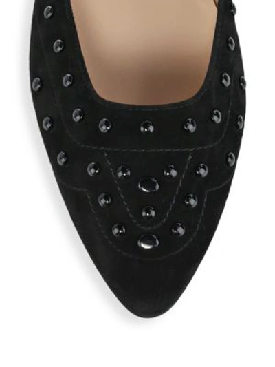 Shop Tod's Studded Suede Ballet Flats In Black