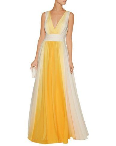 Shop Halston Heritage Long Dresses In Yellow