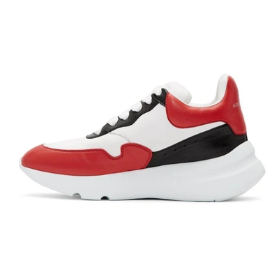Shop Alexander Mcqueen White And Red Oversized Runner Sneakers In 9676owrdbk