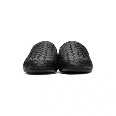 Shop Bottega Veneta Black Intrecciato Slippers In 1000 Black