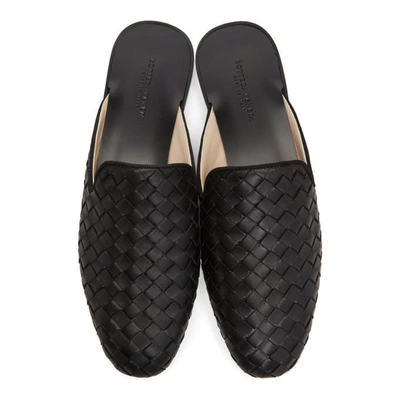 Shop Bottega Veneta Black Intrecciato Slippers In 1000 Black