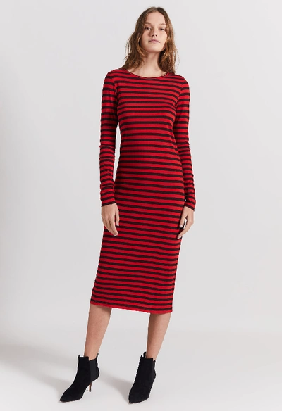 Shop Current Elliott The Breton Dress In Haute Red And C