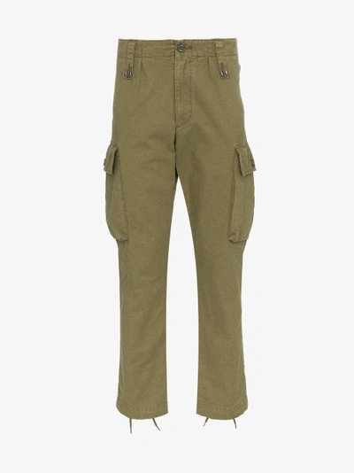 Shop Wtaps Para Cotton Cargo Trousers In Green