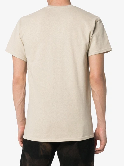 Shop Just A T-shirt White And Nude Ryan Gander Print Cotton T Shirt In Nude&neutrals