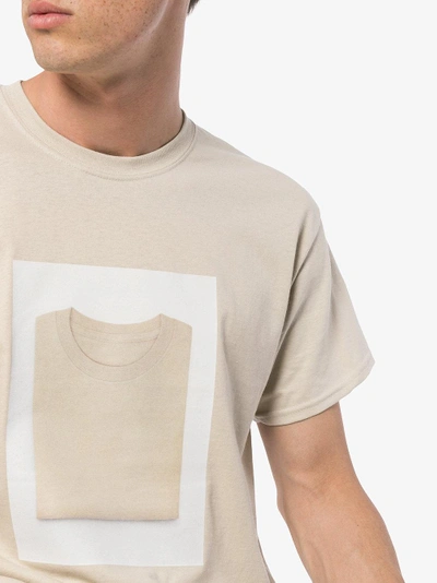 Shop Just A T-shirt White And Nude Ryan Gander Print Cotton T Shirt In Nude&neutrals
