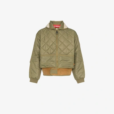 Shop 032c Cosmo Shearling Collar Quilted Bomber Jacket In Green