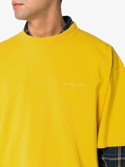 Shop Balenciaga Yellow Ego Print Cotton Short Sleeve T Shirt In Yellow/orange