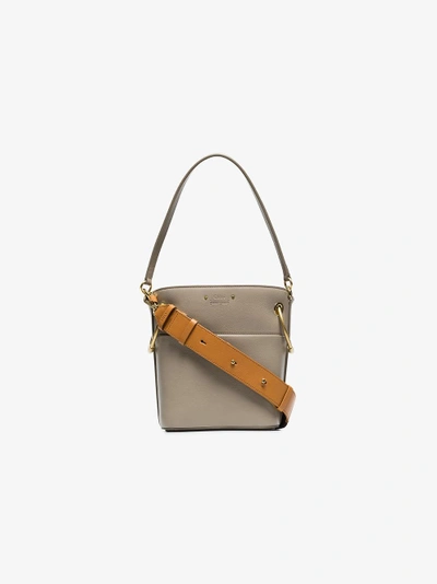 Shop Chloé Grey Roy Small Leather Bucket Bag In Neutrals