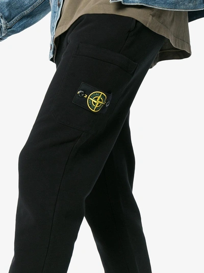 Shop Stone Island Logo Patch Cotton Sweat Pants In Black