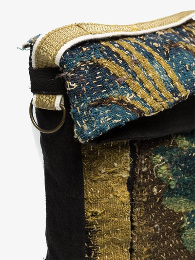 Shop By Walid Black Flemish Tapestry Cotton And Linen Messenger Bag