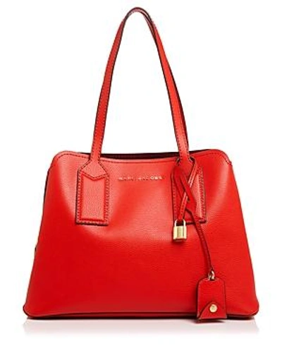 Shop Marc Jacobs The Editor Leather Tote In Poppy Red/gold