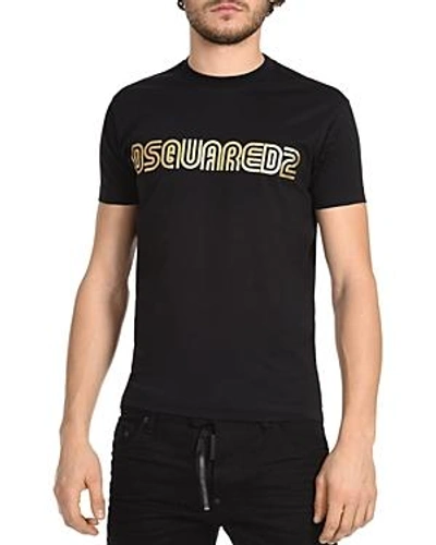 Shop Dsquared2 Gold Bubble Letter Logo Tee In Black