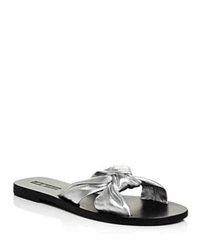 Shop Sol Sana Women's Paradise Metallic Leather Slide Sandals In Silver