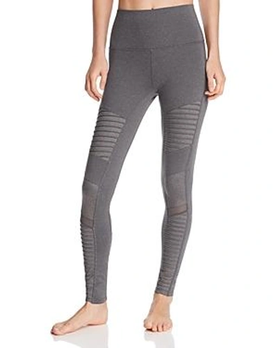 Shop Alo Yoga High Rise Moto Leggings In Stormy Heather Gray