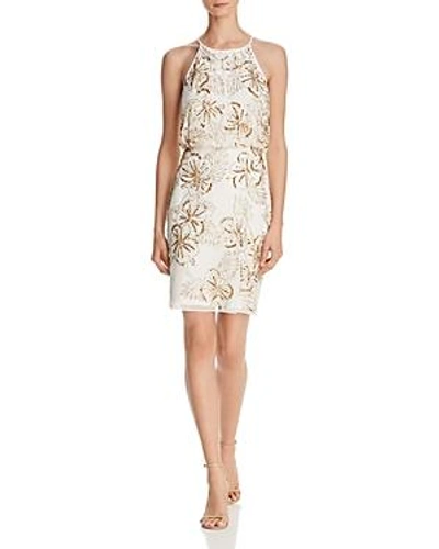 Shop Aidan Mattox Embellished Cocktail Dress In Ivory