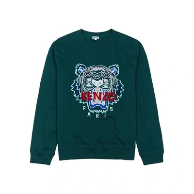 Shop Kenzo Tiger-embroidered Cotton Sweatshirt In Green