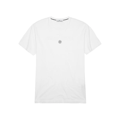 Shop Stone Island White Logo-print Cotton T-shirt