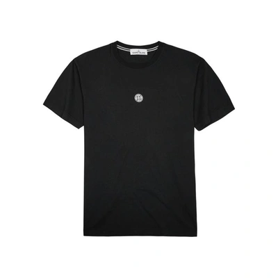 Shop Stone Island Black Logo-print Cotton T-shirt