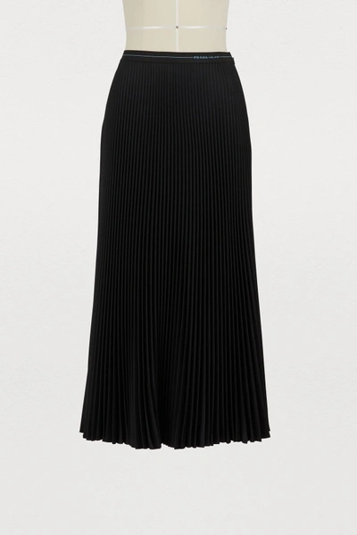 Shop Prada Pleated Straight Skirt In Black
