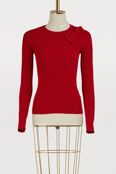 Shop Red Valentino Sweater With Bow Detail In Cherry
