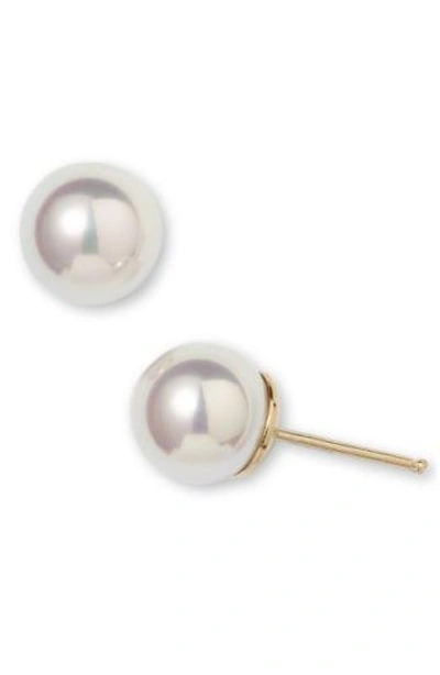 Shop Majorica Round Simulated Pearl Stud Earrings In White/ Gold