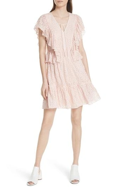 Shop Kate Spade Embroidered Cotton & Silk Chiffon Dress In Pearl Pink