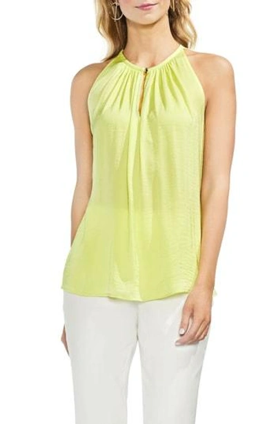 Shop Vince Camuto Rumpled Satin Keyhole Top In Island Lime