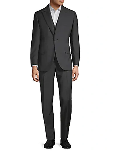 Shop Brioni Classic Peak Lapel Suit In Blue