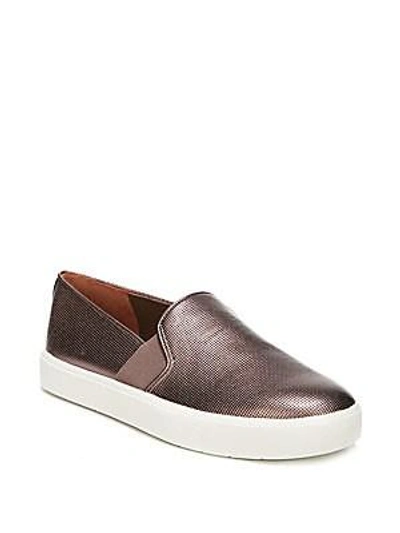 Shop Vince Blair Metallic Leather Trainers In Copper