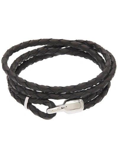 Shop Miansai Sterling Silver Trice Double Rope Bracelet In Black