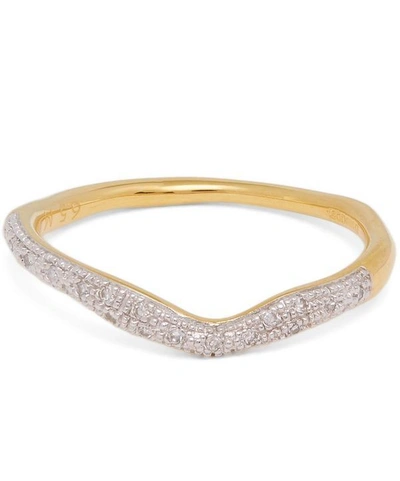 Shop Monica Vinader Gold Plated Riva Diamond Wave Stacking Ring