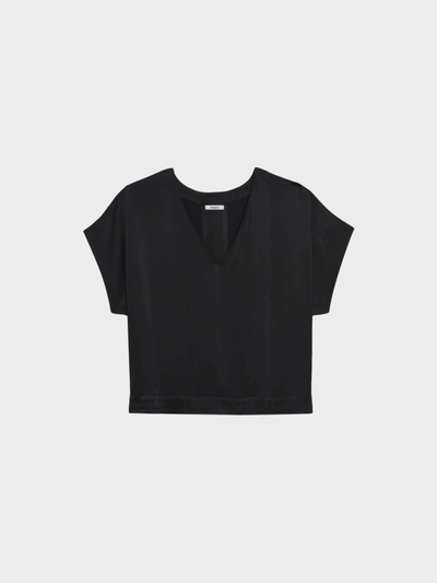 Shop Donna Karan Split-back V-neck Top In Black